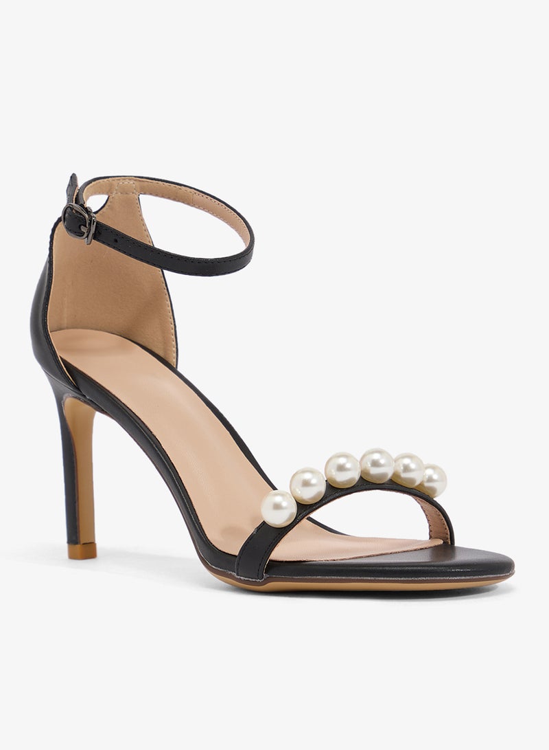 Ella Limited Edition Pearl Detail Embellished High Heel With Strap - Image 2